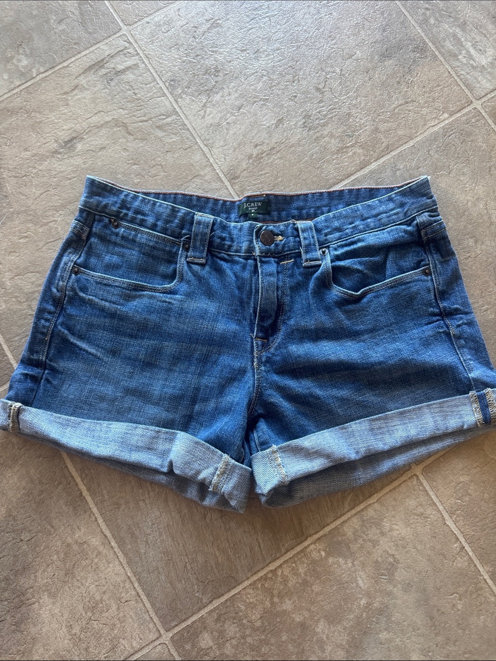 J. Crew Women's Dark Blue Rolled Hem Denim Shorts